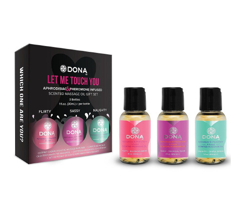 Набір масажних олій DONA LET ME TOUCH YOU з афродизіаками та феромонами