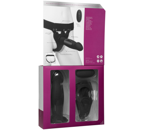 Страпон унисекс Doc Johnson Body Extensions – Be Risque, вибрация, пульт управления, полая насадка