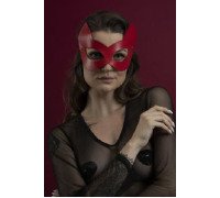 Маска кошечки Feral Feelings - Kitten Mask, натуральная кожа, красная