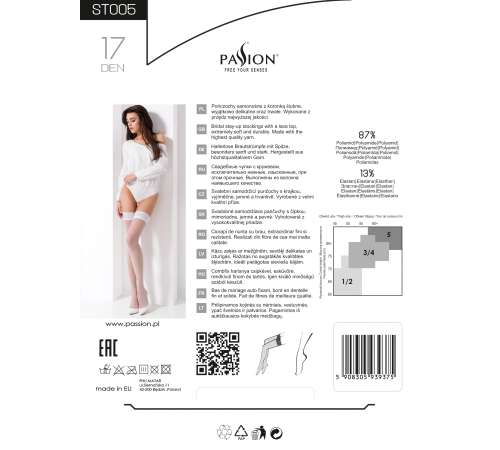 Чулки ST005 1/2 bianco - Passion