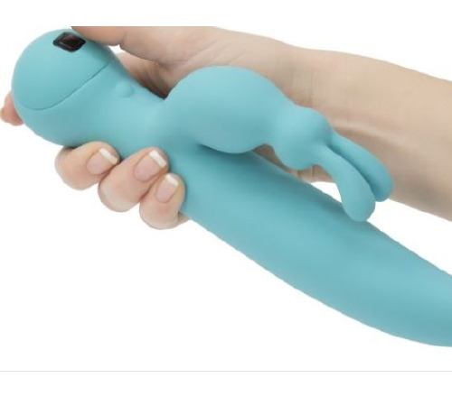 Вибратор-кролик с сенсорным управлением и ротацией Touch by SWAN - Duo Teal, глубокая вибрация
