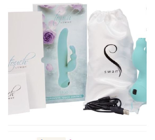 Вибратор-кролик с сенсорным управлением и ротацией Touch by SWAN - Duo Teal, глубокая вибрация