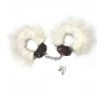Наручники металеві Adrien Lastic Handcuffs White з білою пухнастою обробкою