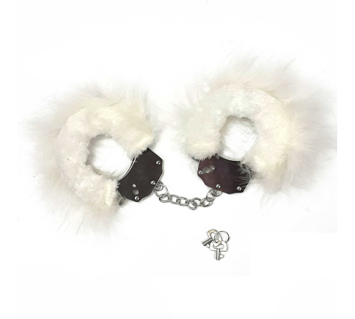 Наручники металлические Adrien Lastic Handcuffs White с белой пушистой отделкой