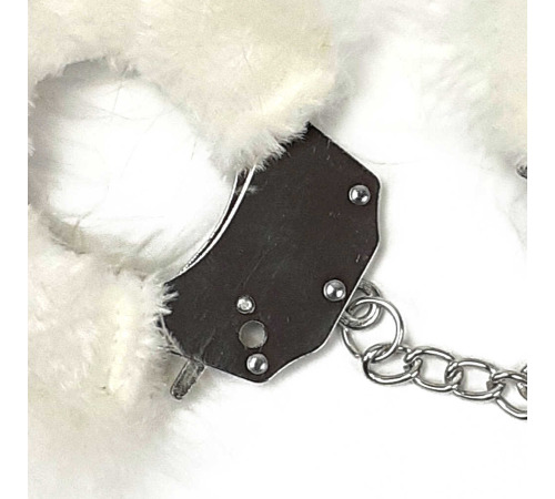 Наручники металлические Adrien Lastic Handcuffs White с белой пушистой отделкой