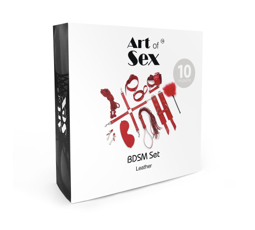 Набор Art of Sex - BDSM Set Leather, 10 предметов, натуральная кожа, Черный