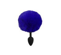 Силіконова анальна пробка S Чорна з Синім хвостиком