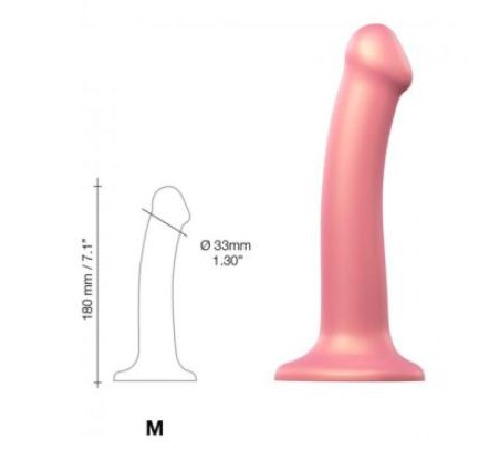 Насадка для страпона Strap-On-Me Mono Density Dildo Rose M, диам. 3,3см, однослойный силикон, гибкий
