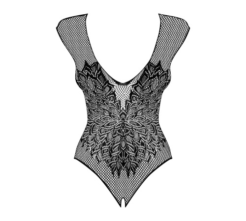 Бодистокинг из крупной сетки с кружевом Obsessive B112 teddy S/M/L, черный, с доступом
