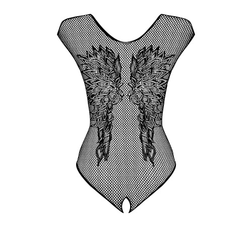 Бодистокинг из крупной сетки с кружевом Obsessive B112 teddy S/M/L, черный, с доступом
