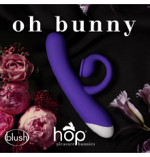 T331543 Двойной вибратор с технологией пульсации воздуха Blush HOP - OH BUNNY - MIDNIGHT