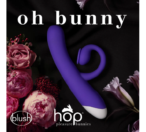 T331543 Подвійний вібратор з технологією пульсації повітря Blush HOP - OH BUNNY - MIDNIGHT