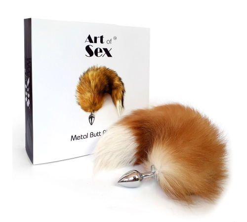 Металева анальна пробка з хвостом з натурального хутра Art of Sex Foxy fox