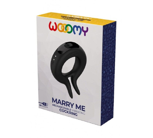 Эрекционное виброкольцо Wooomy Marry Me, перезаряжаемое, 10 режимов вибрации, диаметр 4 см