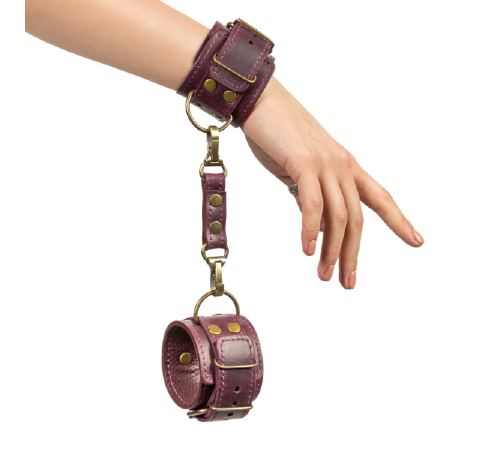 Премиум наручники LOVECRAFT фиолетовые, натуральная кожа, в подарочной упаковке