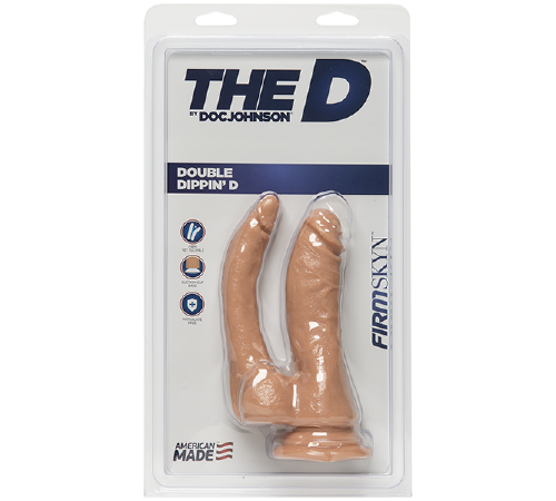 Двойной фаллоимитатор Doc Johnson The D - Double Dippin D FIRMSKYN для анально-вагинального секса