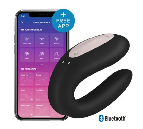 Смарт-вибратор для пар Satisfyer Double Joy Black с широким клиторальным стимулятором