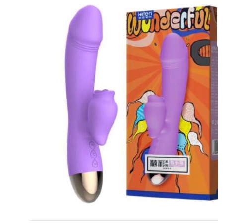 Вибратор-кролик с подогревом и шаловливым язычком для клитора Leten Wonderful Purple