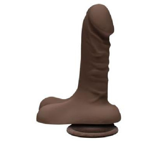Фалоімітатор Doc Johnson The D - Super D - 6 Inch With Balls - ULTRASKYN - Chocolate, діаметр 3,8 см