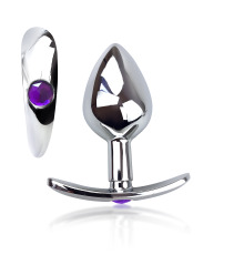 Металлическая анальная пробка для длит. ношения с Фиолетовым кристаллом М, Диаметр 3,2, Длина 7,5