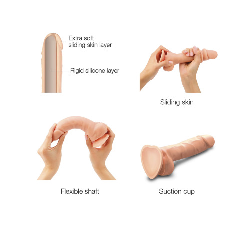 Реалістичний фалоімітатор Strap-On-Me Sliding Skin Realistic Dildo Vanille - XXL, ефект рухливої шкіри