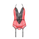 Корсет з пажами для панчіх Passion PEONIA CORSET L/XL red, стрінги