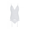 Корсет Passion Ursula Corset white L/XL, с пажами, трусики с ажурным декором и открытым шагом