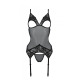 Корсет Passion Christa Corset black XXL/XXXL: с подвязками и ажурным лифом, стринги в комплекте 