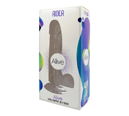 Прозорий фалоімітатор Alive Jelly Dildo Rider, ТПЕ, присоска, діаметр 4 см, довжина 20 см