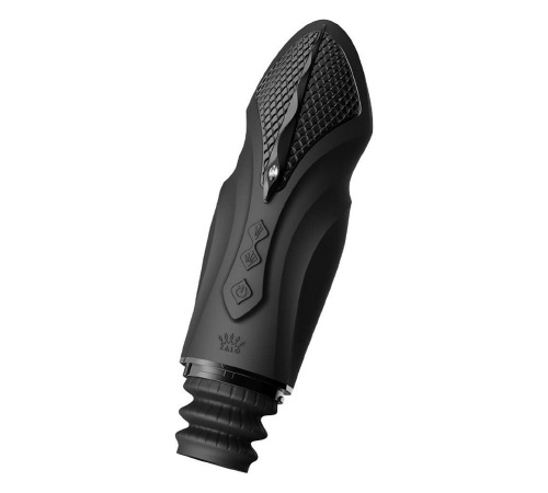 Компактна смарт секс-машина Zalo – Sesh Obsidian Black, 2 насадки, пульт ДК, кристал Swarovski