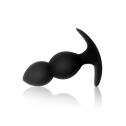 Силиконовая анальная пробка бархатная Два Шарика 37мм, Черный