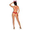 Еротичний костюм чортика зі стреп Obsessive Evilia teddy red L/XL, боді, чокер, накладки на соски