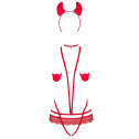 Еротичний костюм чортика зі стреп Obsessive Evilia teddy red L/XL, боді, чокер, накладки на соски