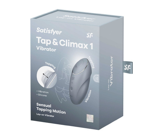 Вибростимулятор-пульсатор Satisfyer Tap & Climax 1 Bluegrey, эффект постукивания пальцем, 2 мотора