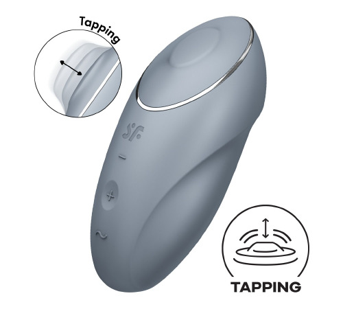 Вибростимулятор-пульсатор Satisfyer Tap & Climax 1 Bluegrey, эффект постукивания пальцем, 2 мотора