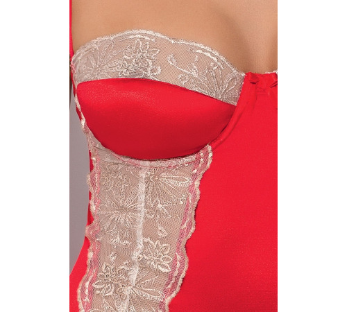 Рубашка приталена з чашками LORAINE CHEMISE red S/M - Passion Exclusive, трусики