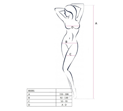 Бодістокінг Passion BS014 black, комбінезон, велика сітка