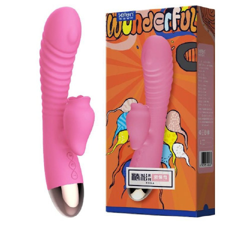 Вибратор-кролик с подогревом и шаловливым язычком для клитора Leten Wonderful Pink