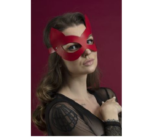 Маска кішечки Feral Feelings - Kitten Mask, натуральна шкіра, червона