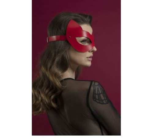 Маска кішечки Feral Feelings - Kitten Mask, натуральна шкіра, червона