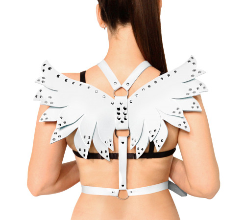Жіноча портупея Art of Sex - Wings біла L-2XL, екошкіра