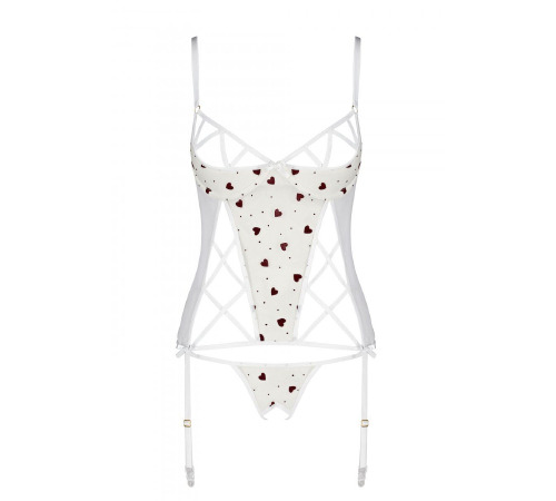 Корсет з підв'язками + стрінги LOVELIA CORSET white L/XL - Passion