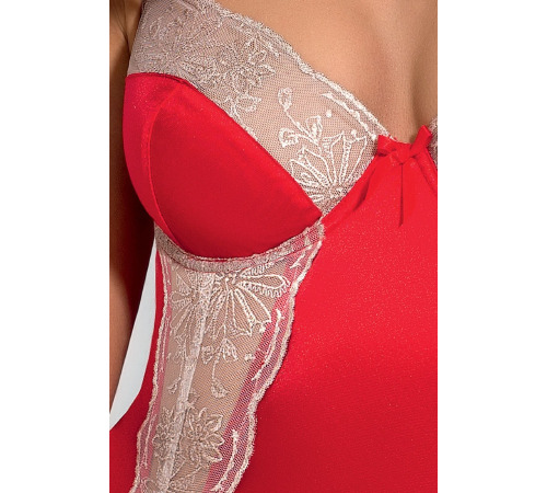Корсет с пажами LORAINE CORSET red XXL/XXXL - Passion Exclusive, трусики