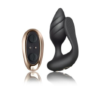 Анально-вагинальный вибратор для пар Rocks Off Cocktail Black, пульт ДУ