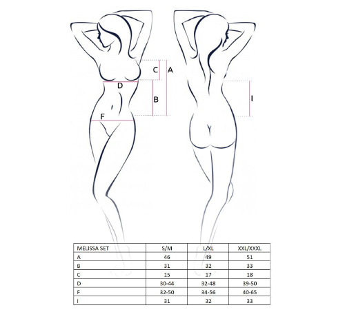 Комплект білизни MELISSA SET black S/M - Passion: ліф-сорочка зі шнурівкою і трусики