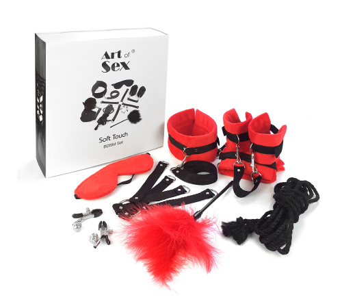 Набір БДСМ Art of Sex - Soft Touch BDSM Set, 9 предметів, Червоний
