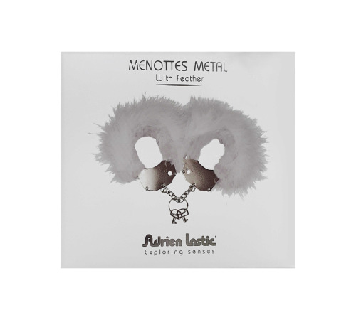Наручники металлические Adrien Lastic Handcuffs White с белой пушистой отделкой