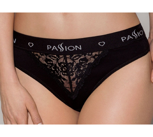 Трусики з широкою гумкою і мереживом Passion PS001 PANTIES black, size L