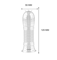 Гелевая насадка на пенис с пупырышками и шипами, хорошо тянется, размер универсальный