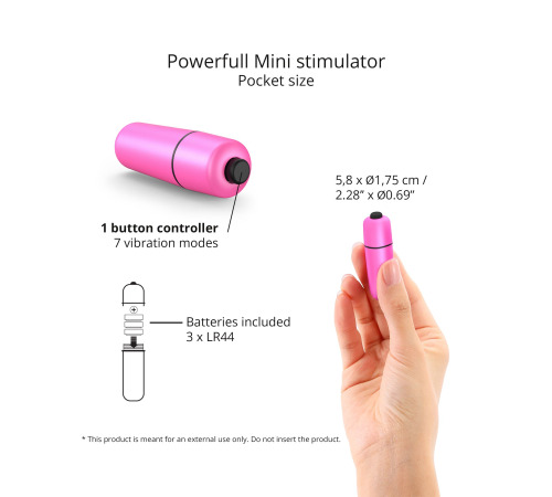 Вибропуля Love To Love WAOUHHH - DANGER PINK, 7 режимов, на батарейках